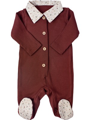 Koalav Dark Brick Uzun Kollu Ayaklı Unisex Bebek Tulum