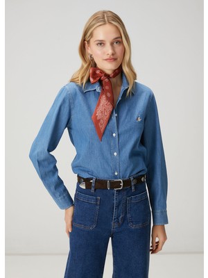  club mavi basic denim gömlek