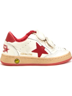 Golden Goose Ballstar Kırmızı Beyaz Çocuk Deri Sneaker