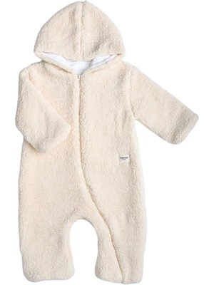 Totzee Bej Kapüşonlu Unisex Bebek Peluş Tulum