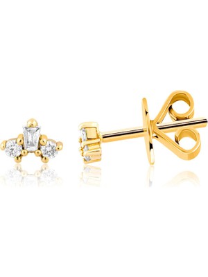 Venta Jewelry Çıtır Pırlanta Taşlı 14 Ayar Sarı Altın Kadın Küpe