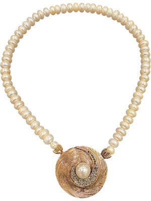 Gwelry Pearl Swirl Necklace Doğal Inci Kadın Kolye