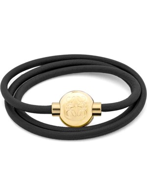 Loewe Pebble Siyah Gold Kadın Deri Bileklik