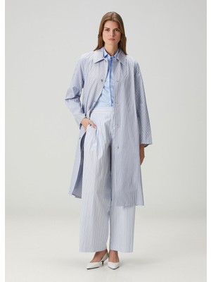 Rag & Bone Chappell Mavi Çizgili Poplin Pantolon