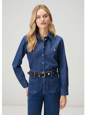 club koyu mavi basic denim gömlek