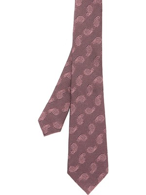 Zegna Pembe Şal Desenli Ipek Kravat