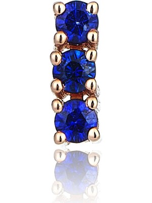 Sim&Roz Safir Bar Stud Kadın Altın Küpe