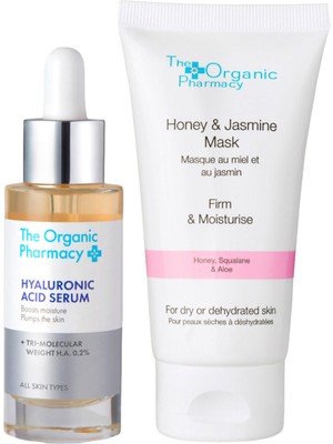 The Organic Pharmacy Hydra Glow Nemlendirici Hyaluronik Asit Serumu + Maske 2'li Cilt Bakım Seti