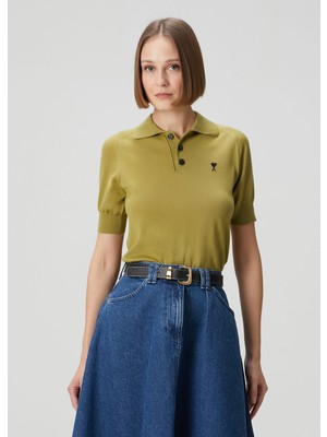 Ami Paris Yeşil Yün Polo Triko