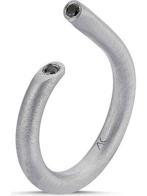 Aleyna Cebeci Jewelry Straw Siyah Pırlanta Taşlı 925 Ayar Gümüş Erkek Yüzük