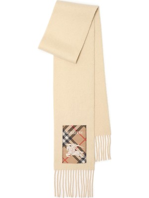Burberry Solid Scf Label Krem Kaşmir Kadın Atkı