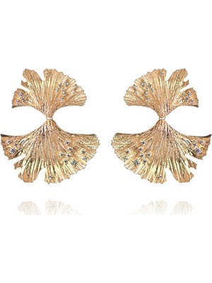 Apples & Figs Golden Hues Ginkgo Earrings Altın Kaplama Kadın Küpe