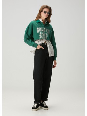 Golden Goose Siyah Wide Leg Jean Pantolon