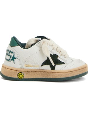 Golden Goose Ballstar Beyaz Yeşil Çocuk Deri Sneaker