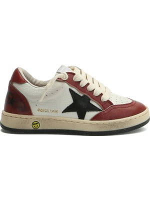 Golden Goose Ball Star Kırmızı Beyaz Çocuk Deri Sneaker