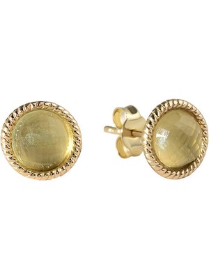 Hems Jewellery Sweet Phernite Doğal Taş 14 Ayar Altın Kadın Küpe