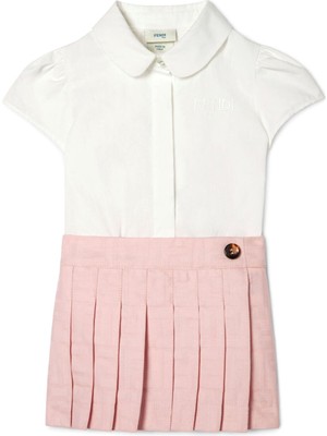 Fendi Pembe Beyaz Kız Bebek Elbise
