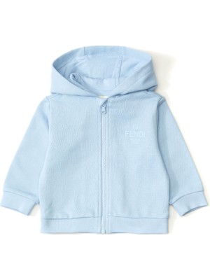 Fendi Açık Mavi Kapüşonlu Unisex Bebek Sweatshirt