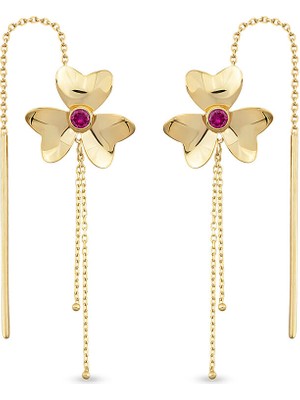 Orena Jewelry Ruby Petiole 14 Ayar Altın Kadın Küpe