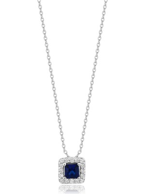 Venta Jewelry Pırlantalı Safir 14 Ayar Beyaz Altın Kadın Kolye