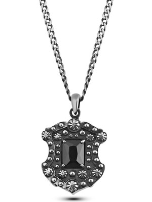 Boga Floral Shield Octagon Erkek Gümüş Kolye