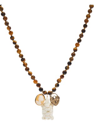 Tiger Eye Taşlı Kadın Altın Kolye
