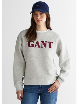 Gant Gri Bisiklet Yaka  Relaxed Fit Kadın Sweatshirt