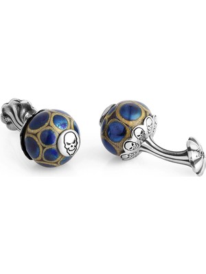 Boga Glass Beads Skull Fx Gümüş Kol Düğmesi