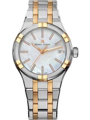Maurice Lacroix ML-AI1106PVP02170-1 Pırlantalı Altın Rengi Metalik Gri Çelik Kadın Kol Saati