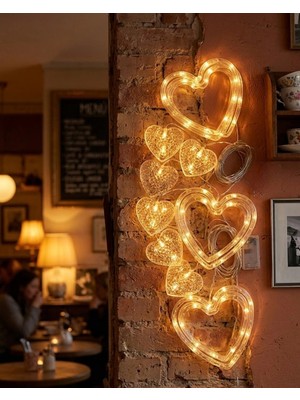Nacario Mey Ithalat® Dekoratif Kalp LED Neon Lamba Romantik Oda Balkon ve Masa Üstü Işığı