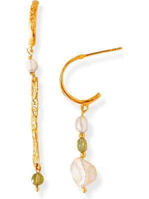 Besign Jewellery Yaldızlı Incili Halka Küpe
