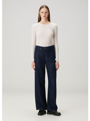 Rag & Bone Logan Wide Leg Koyu Mavi Jean Pantolon