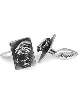 Boga Scar Skull Gümüş Kol Düğmesi
