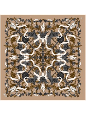 Poanes Barok Kurdele Desenli Twill Ipek Kadın Eşarp