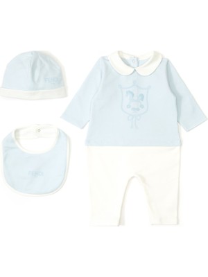 Fendi Açık Mavi Unisex Bebek Tulum Seti
