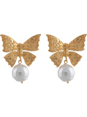 Maison Mara Baroque Butterfly 22 Ayar Altın Kaplama Kadın Küpe
