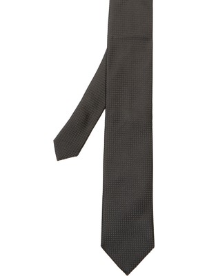 Zegna Siyah Mikro Desenli Ipek Kravat