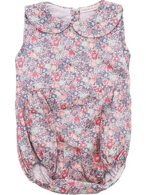 Mini & Kids Liberty Michelle Pastel Çiçek Desenli Bebe Yaka Kolsuz Kız Bebek Tulum