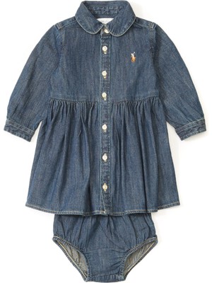 Polo Ralph Lauren Lacivert Kız Bebek Denim Elbise