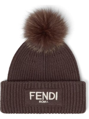 Fendi Kahverengi Kadın Yün Bere