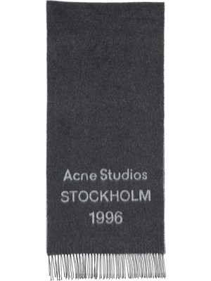Acne Studios Siyah Gri Kadın Yün Atkı