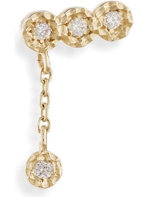 Ginza Design Jewelry Loren Pırlanta Taşlı 14 Ayar Altın Kadın Tek Küpe