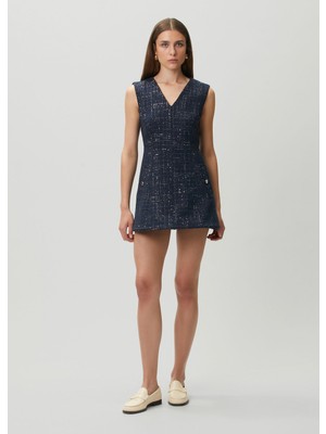 Maje Iomel Lacivert Payetli Tweed Tulum