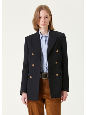 Golden Goose Koyu Mavi Logo Detaylı Blazer