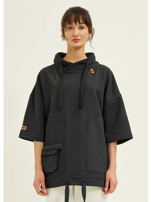 Nasaqu Cava Antrasit Oversize Kapüşonlu Sweatshirt