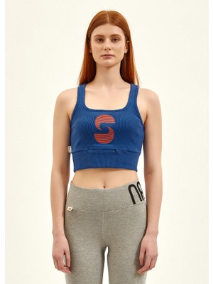 Nasaqu Açık Yaka Okyanus Mavisi Aktif Crop Top