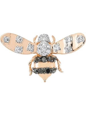 Bee Goddess Queen Bee Kadın Tekli Siyah Pırlanta Altın Küpe