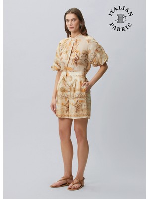  collection bej palmiye desenli şort