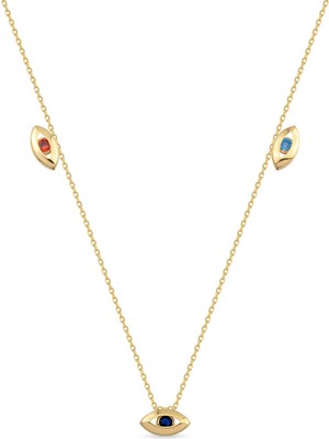 Orena Jewelry Three Eye Rainbow 14 Ayar Altın Kadın Kolye