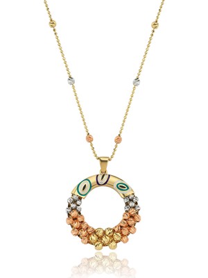 Hamza Yılmaz Jewelry Dorika Işlemeli Madalyon 14 Ayar Altın Kadın Kolye